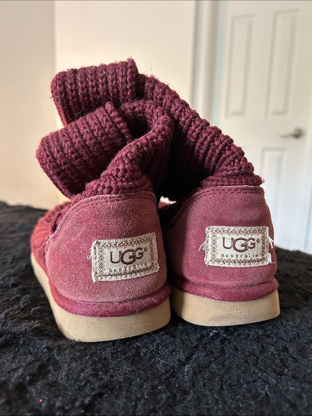 UGG Maroon Suede Knit Boots